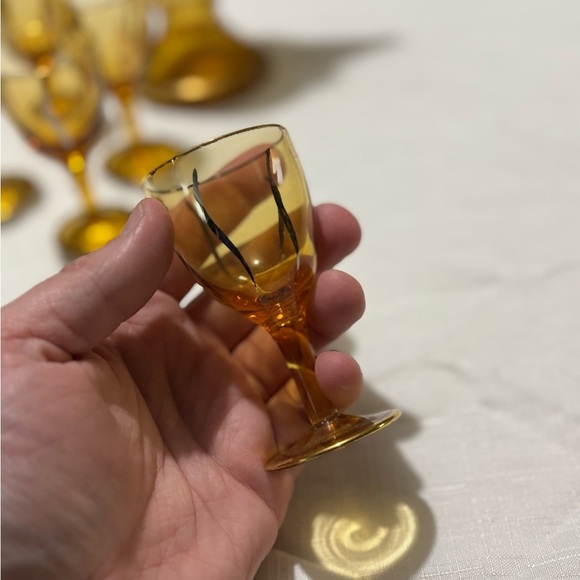 Vintage Amber Glass Decanter Set with Glasses - Picture 3 of 13